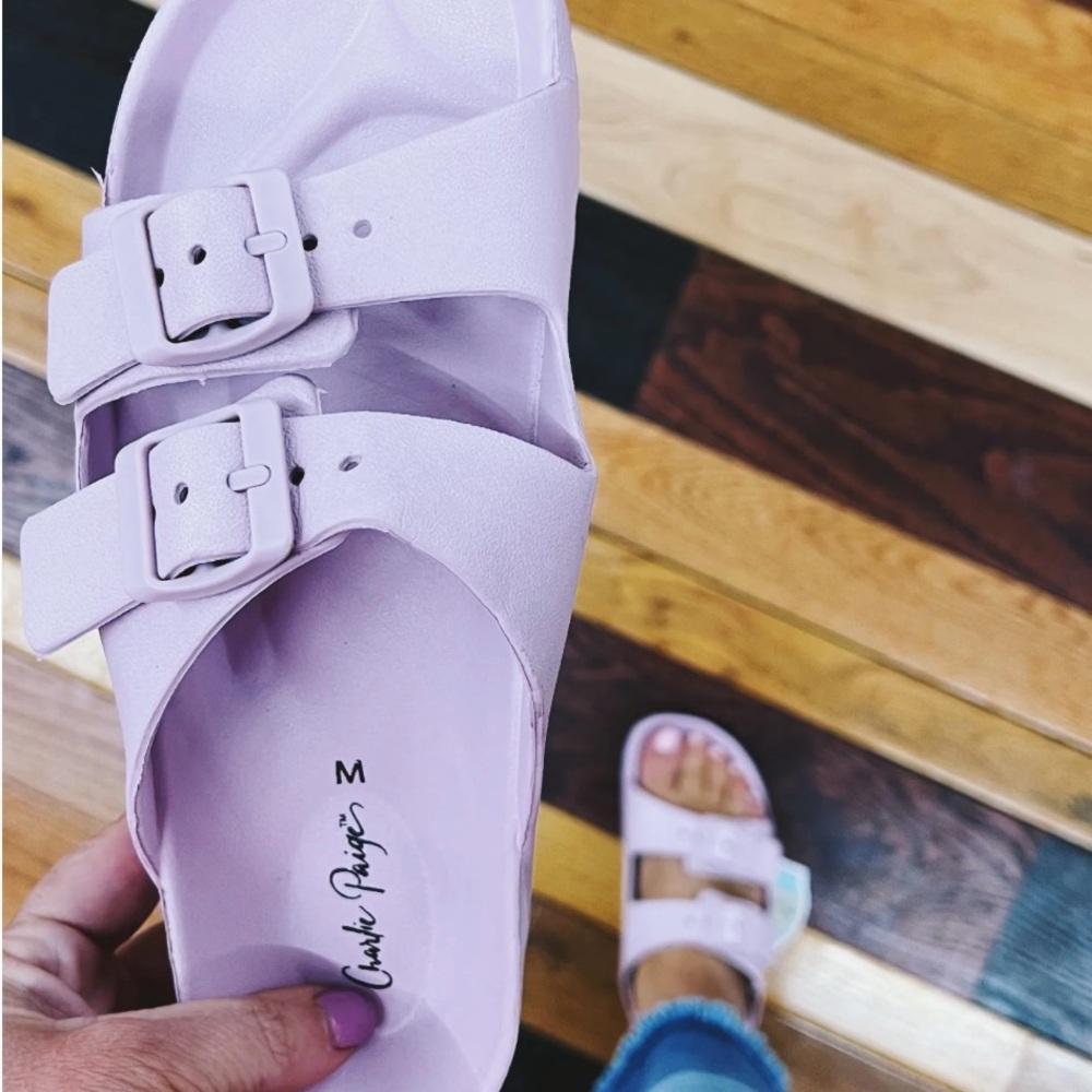 Charlie Paige Lilac Buckle Sandals